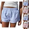 Summer Fashion Casual Loose Pocket Striped Solid Solor Shorts For Women's Clothing