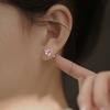 Розовые бриллиантовые серьги-гвоздики Love Screw Button Earbone Nail Light Luxury Temperamenta Beautiful Girl Sweet Cool Pink Heart Zircon Screw Earrings