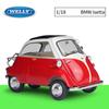 1/18 WELLY BMW Isetta, модель автомобиля из сплава, литье под давлением, металлические игрушечные автомобили, модель автомобиля, высокая имитация, коллекция, детские подарки