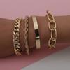4Pcs Punk Curb Cuban Chain Bracelets Set For Women Miami Boho Thick Gold Color Charm Bracelets Bangles Fashion Jewelry