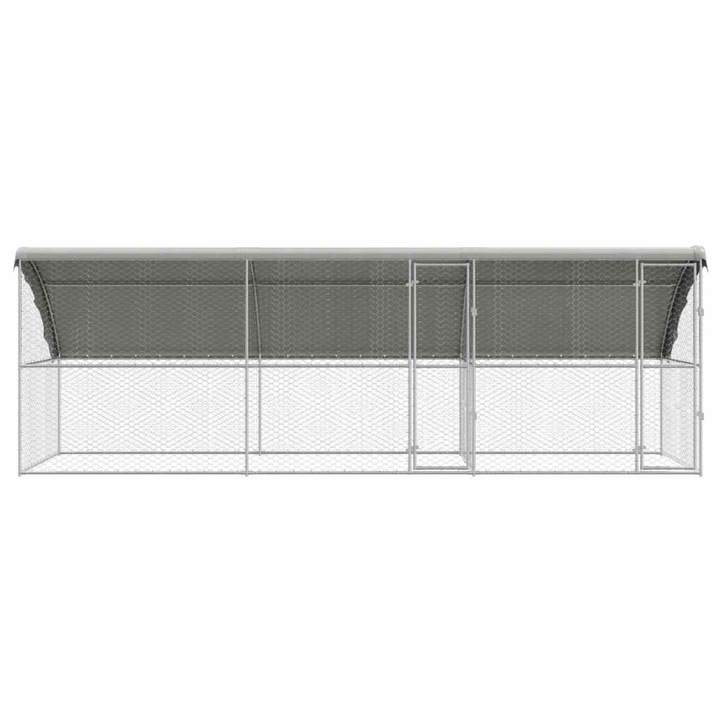 Dog Kennel 3 pcs Silver 6 x 2 x 2 m Galvanized Steel