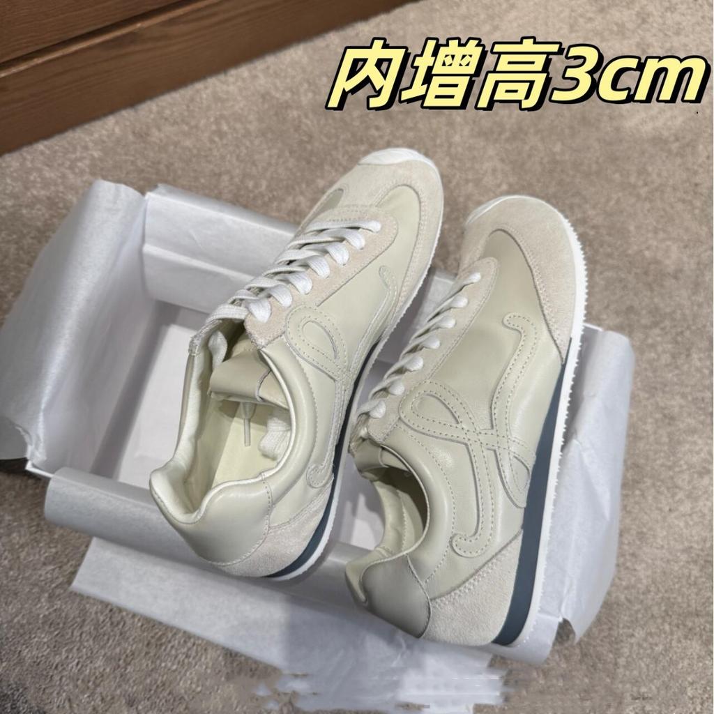 Cowhide Version~ Leather Color Matching Lace-up German Training Shoes New Big Head Versatile Casual Forrest Gump Shoes Women's Ballet Ugly Cute Shoes
