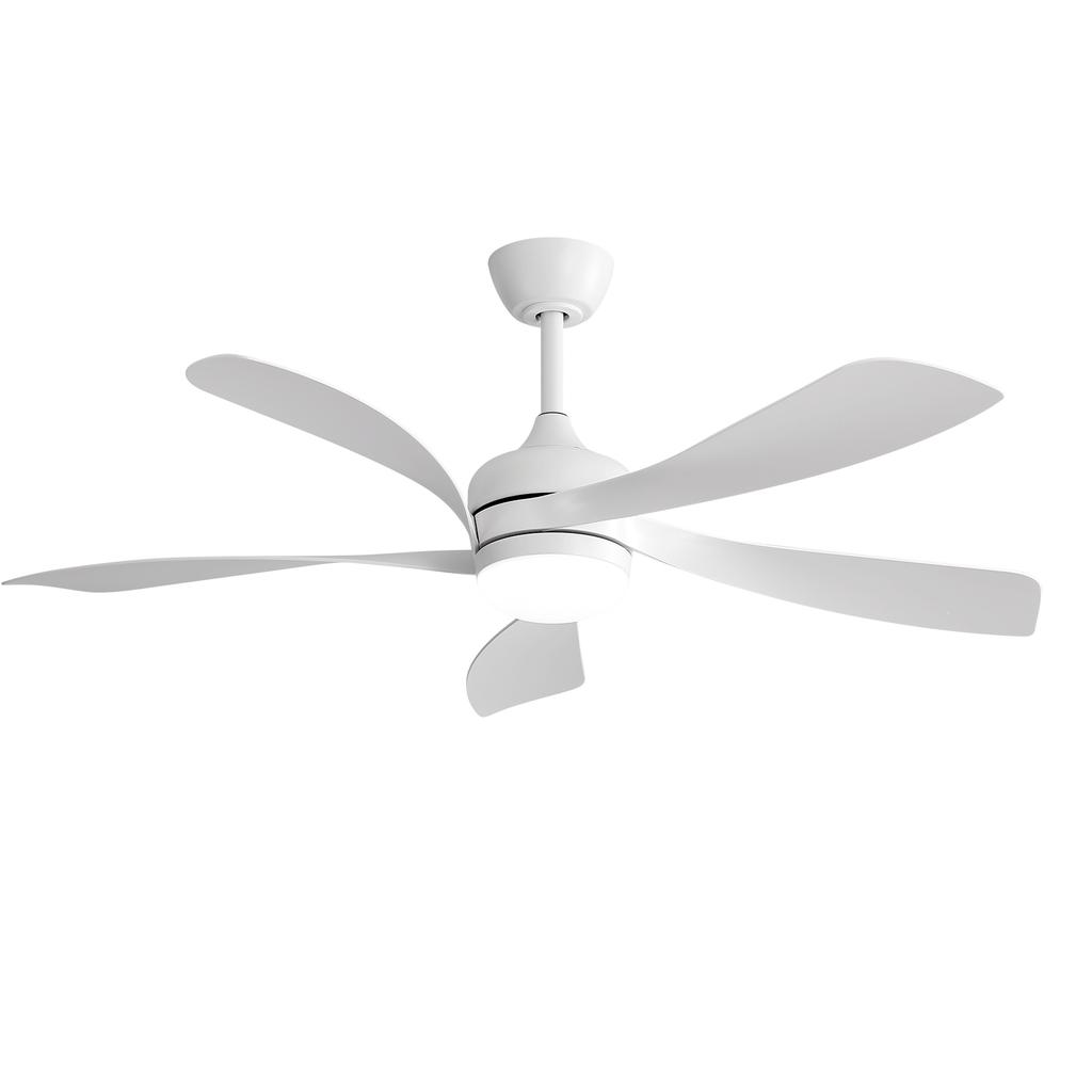 Modern 42-inch ceiling fan with lighting and remote control, 5 ABS blades, reversible, quiet direct current motor – White