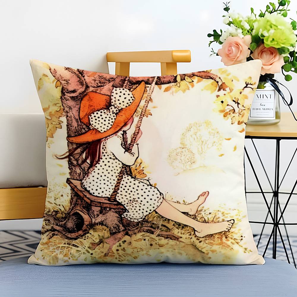 Art Sarah Kay S-Swing Girl-MT Pillow Case Printed Brushed Fleece Pillow Baby Skin-Touch Eco-Friendly Dye-Sublimat