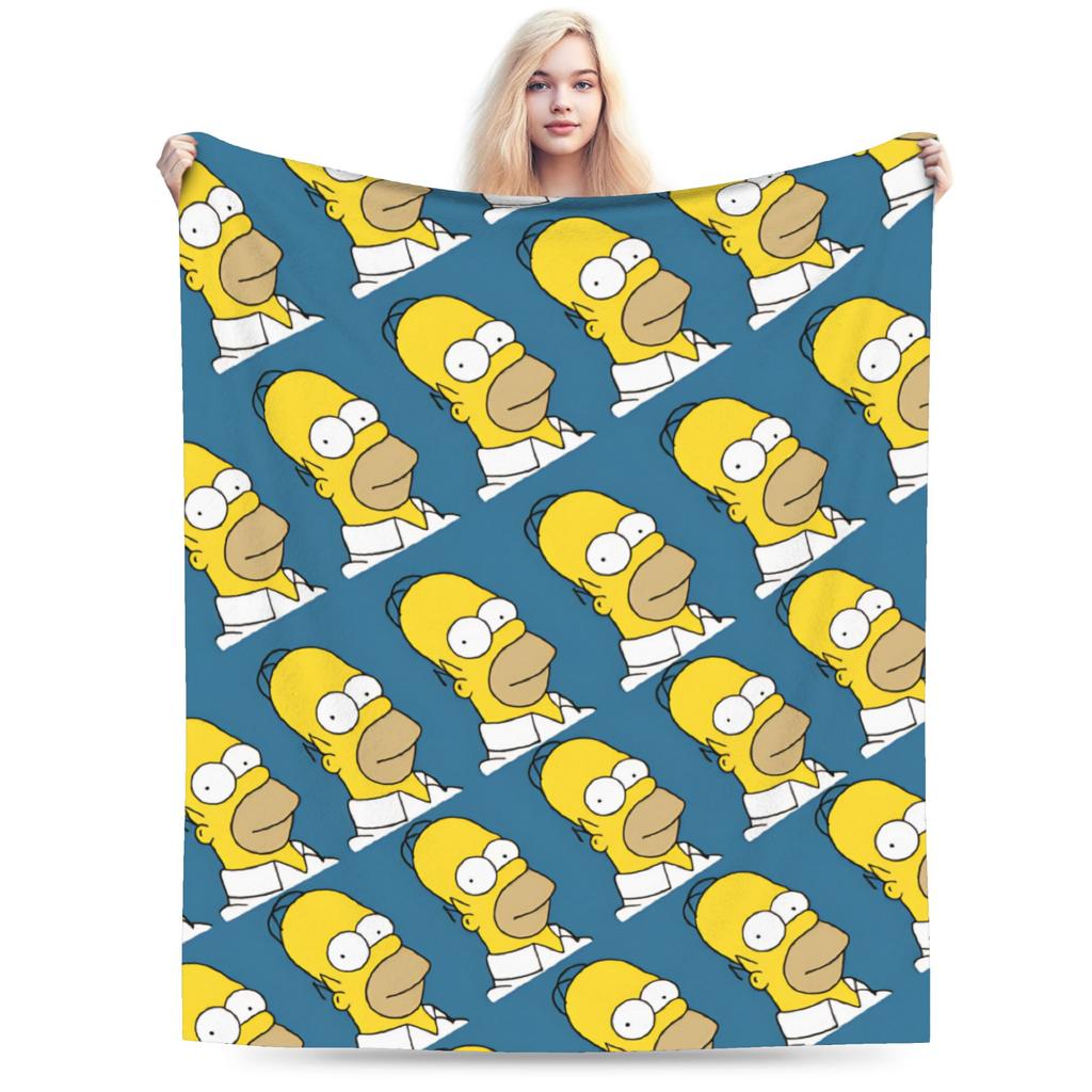 S-Simpsons Lisa Yellow Star Pattern Blankets Quality Soft Cozy Bedding Throws Winter Picnic Couch Bed Funny Bedspread