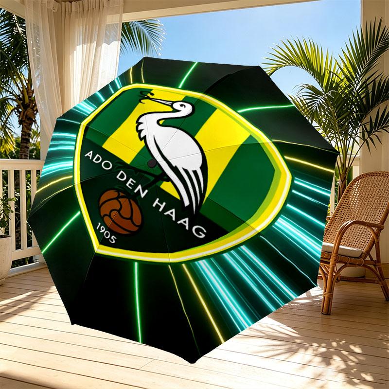ADO Den Haag Print Automatic Open Close Umbrella, Portable Foldable Umbrella, for Outdoor Commute Camping Trip, Ideal Birthday Gift