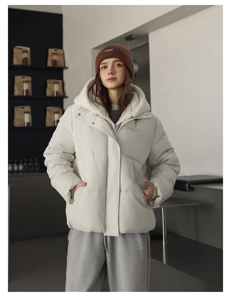 Искусственный норковый велюр, имитация двух предметов, худи со стежкой, короткая куртка-пуховик