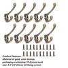 10/20Pcs Coat Hooks Wall Mounted Heavy Duty Dual Coat Rack Bronze Vintage Clothes Hanger With Screw for Door Coat Hooks Bathroom
