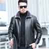 Fur All-in-one Leather Jacket for Men, Thickened with Velvet, Casual and Loose, Middle-aged and Elderly Dad's Clothing for Autumn and Winter