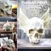 Yousheng Bat Skull Figure Ornament Realistic Design Resin Hand-painted Gothic Ornament Skull Collector Halloween Decor
