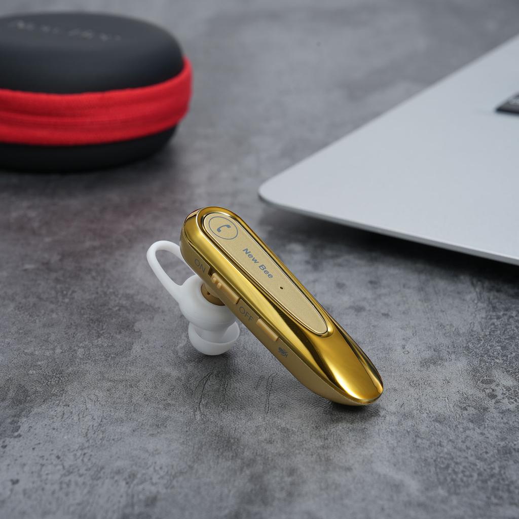 New Bee Business Headphones Single In-Ear Wireless BT5.0 Earphone Hands-Free with Dual Mic CVC8.0
