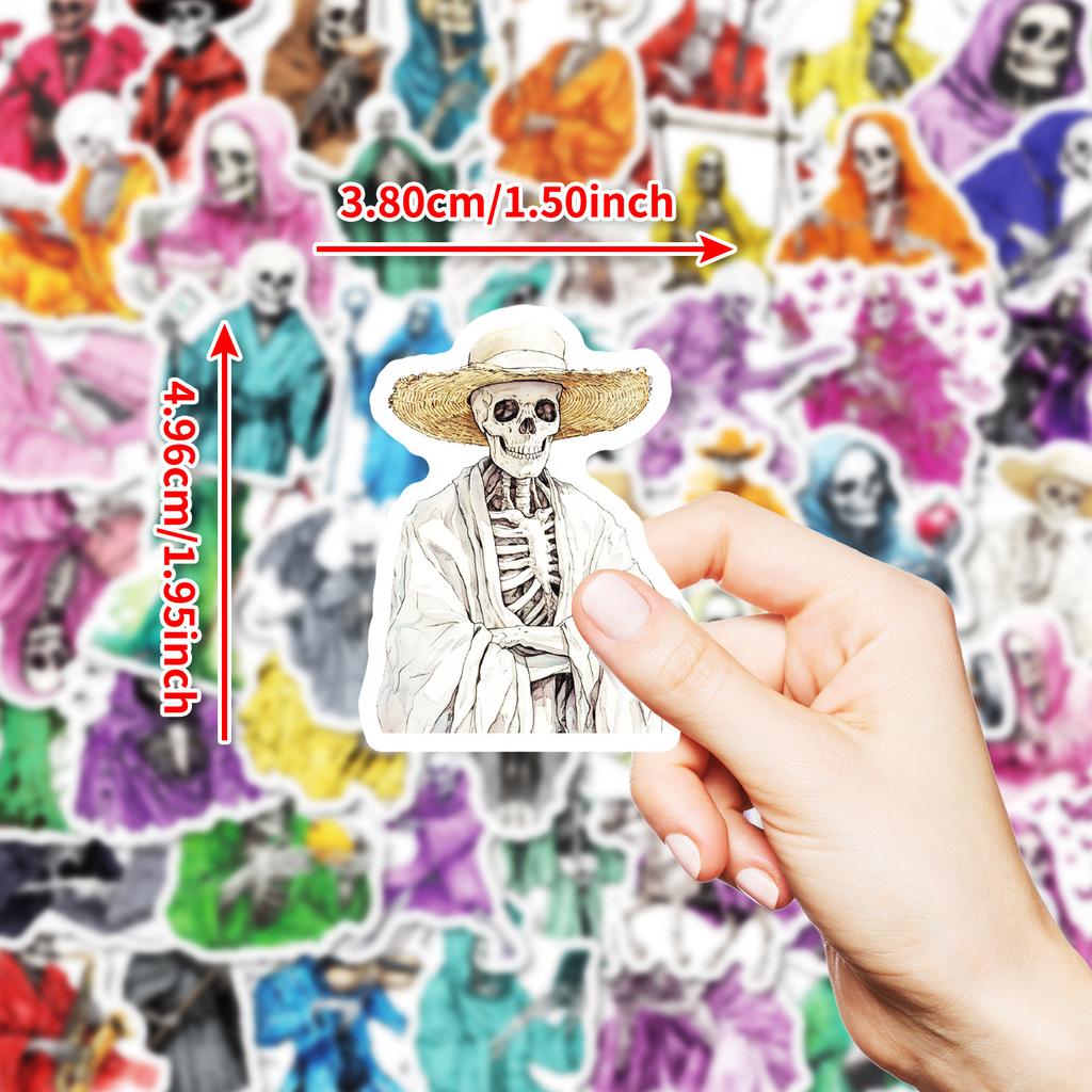 50 Personalized Skeleton Man Graffiti Stickers Gothic Style Decorative Helmet Luggage Skateboard Guitar Stickers