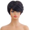 Женский синтетический короткий вьющийся парик с челкой для женщин, термостойкие волосы, натуральные черные парики для повседневного использования, костюм