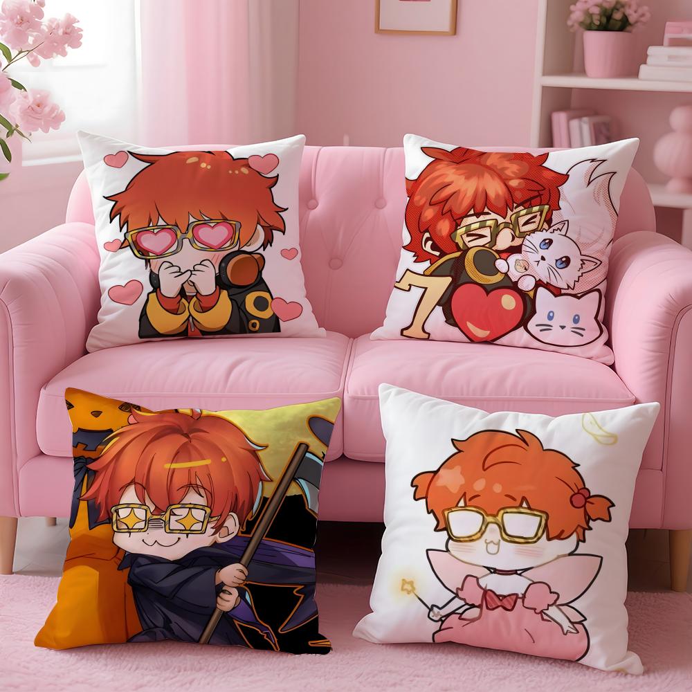 M-Mystic M-Messenger 707 Chibi Cushion Cover Plush Fabric Soft Double-Sided Printed Sofa Warm Winter Home Gift Pillow Cover
