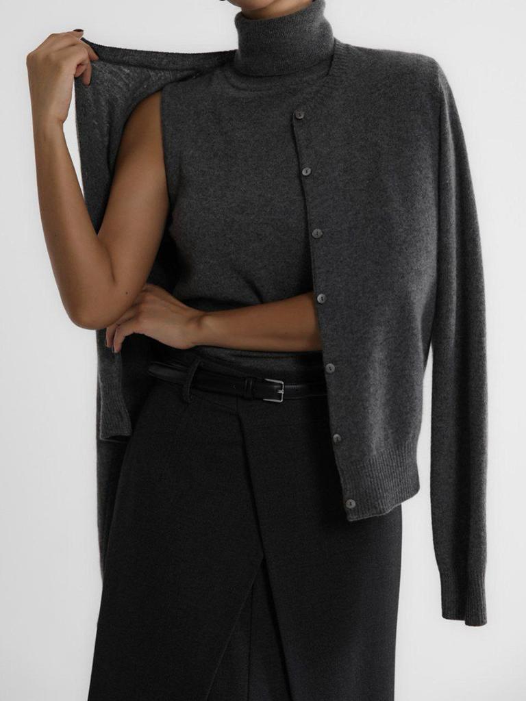 Blubelle Женский Новый Осенний Водолазка Без Рукавов Топ-Майка Мягкий Трикотаж Кардиган-Свитер на Пуговицах Модные Комплекты