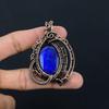 Lapis Lazuli Pendant Handmade Gemstone Jewelry, 999 Copper Wire Wrapped Pendant ,Unique Design Jewelry Pendant