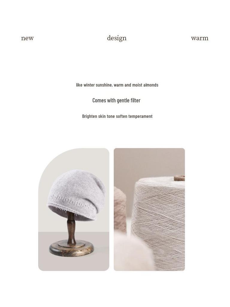 Женская вязаная шапка-бини из чистого кашемира - Универсальная шапка-носок для осени и зимы