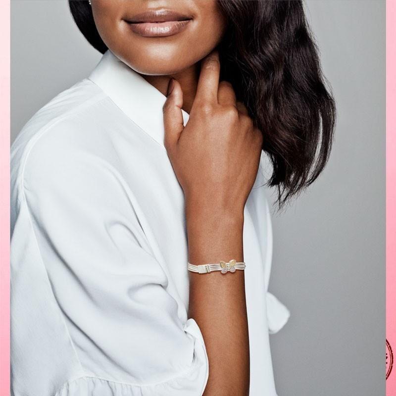 Женская цепочка-зажим из стерлингового серебра 925 пробы с сеткой, круглая подвеска в виде бабочки, подходит для оригинального браслета из сетки своими руками