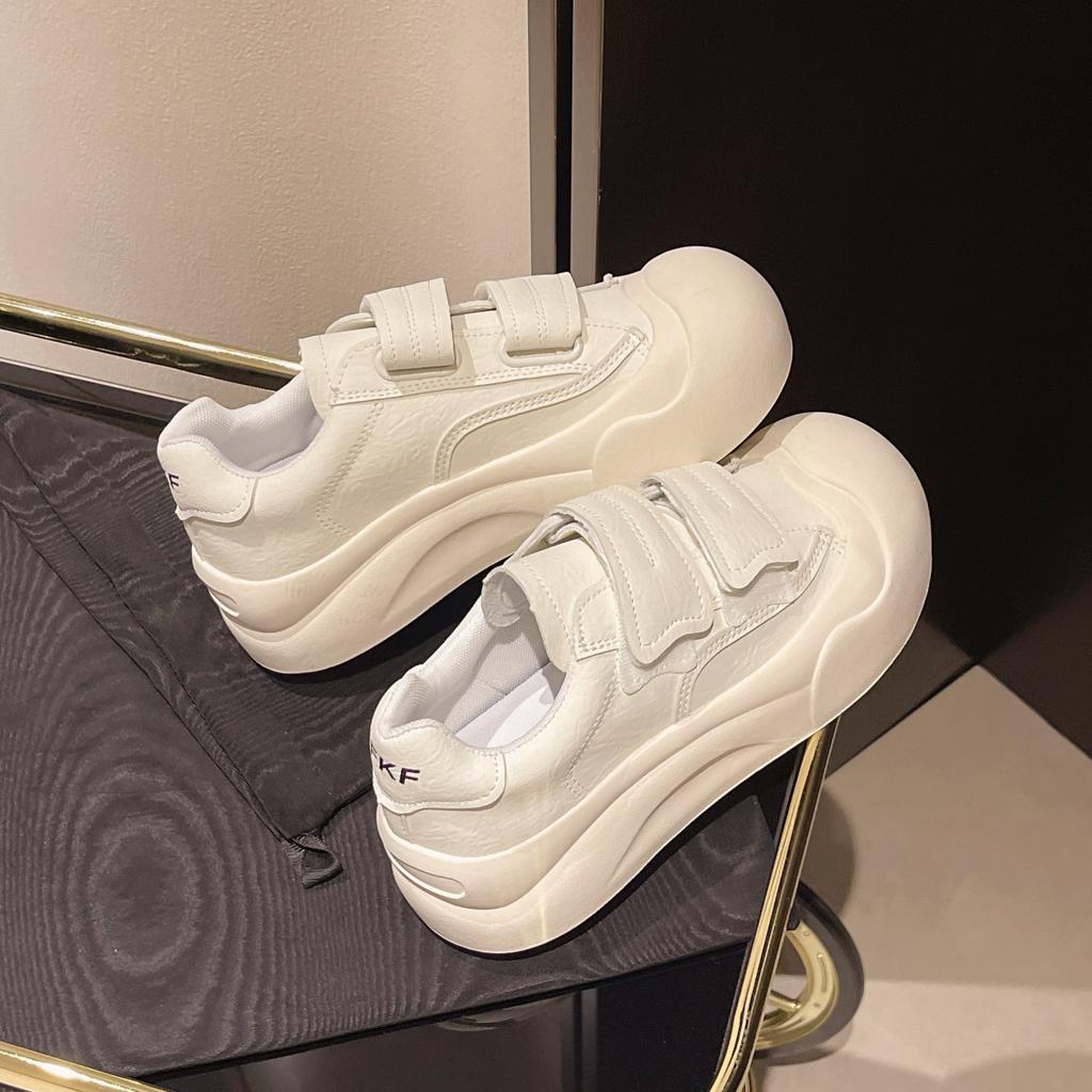 Velcro Versatile Little White Shoes Women's Summer New Round Head Lightweight Low-top Heightening Platform Sports Board Shoes