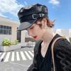 Женская осенне-зимняя модная универсальная кепка с плоским верхом, британская ретро-шляпа темно-синего цвета, черная кожаная шляпа, восьмиугольная шляпа