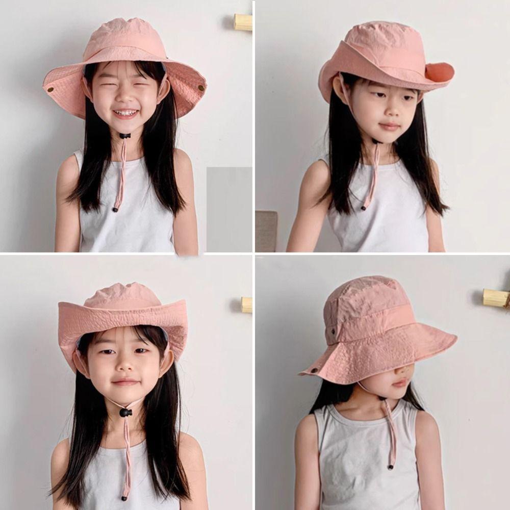 Детская шапка-рыболов на шнурке, быстросохнущая, детская летняя шляпа от солнца, цветная панама для отдыха на природе