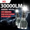 Система охлаждения 30000Лм H3 Автомобильная светодиодная фара Встроенный драйвер Высокое качество 3570 CSP Чипы Светодиодные лампы