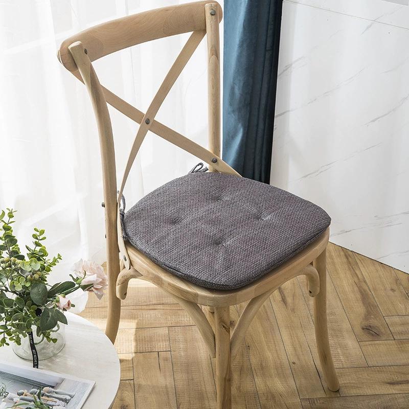 Solid Color Linen Chair Cushion | Non-slip, Universal Seat for All Seasons | Nordic Design for Home Office or Mahjong Stool