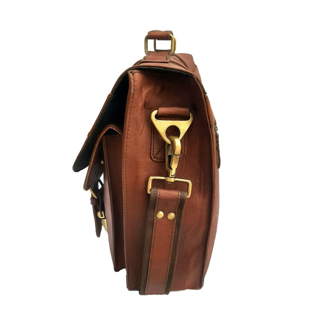 Новый винтажный портфель-портфель из мягкой кожи, сумка через плечо для ноутбука