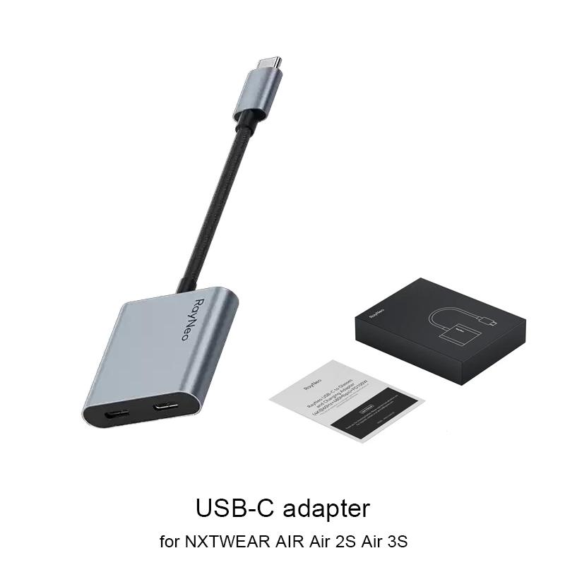 RAYNEO USB-C Adapter PD Fast Charging for RayNeo Air AR Smart Glasses Compatible with iphone 16/15 Type-C Interface Devices