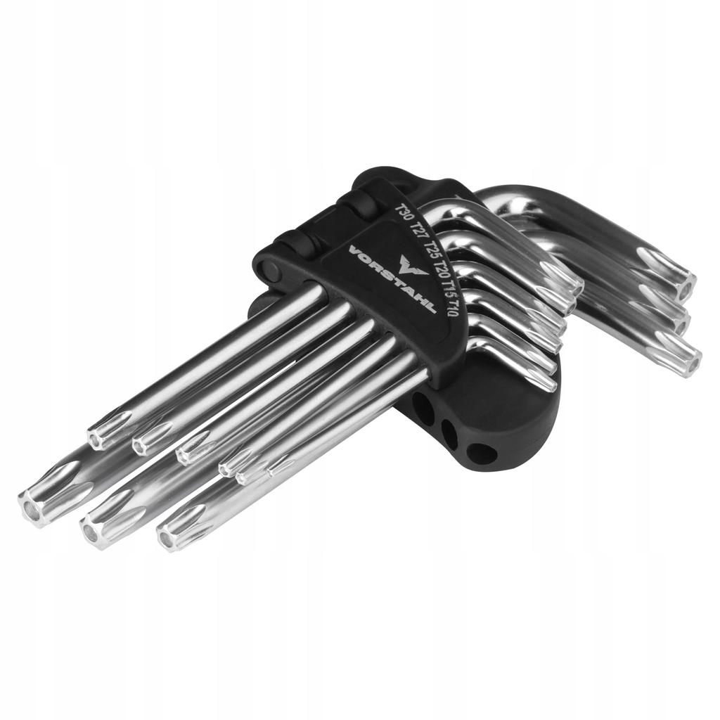 Set of TORX KEYS, short Allen keys, 9 pcs > T10 - T50mm < Vorstahl