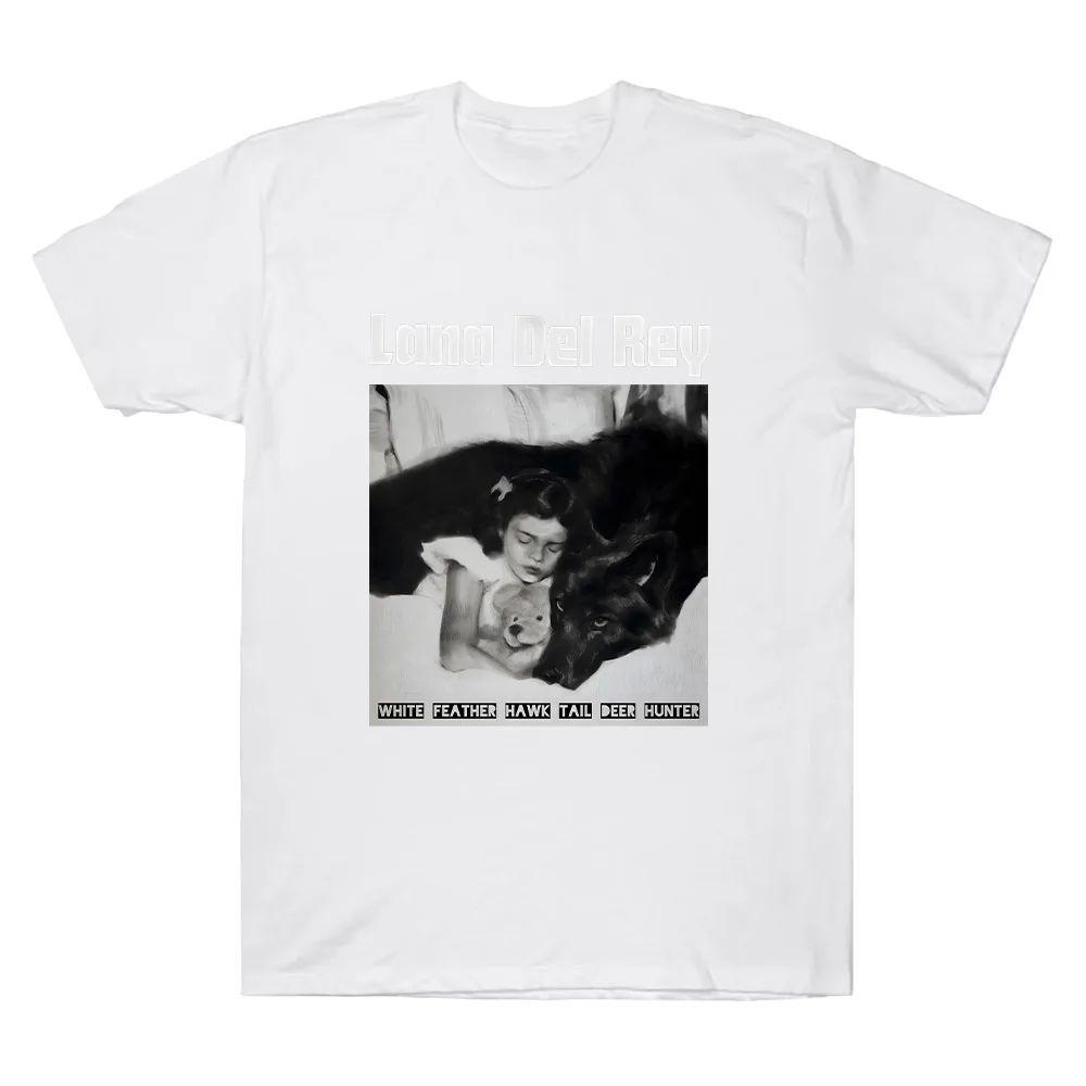 White Feather Hawk Tail Deer Hunter Lana Del Rey TShirt Gift Casual Loose Streetwear High Quality Cotton T Shirts Unisex