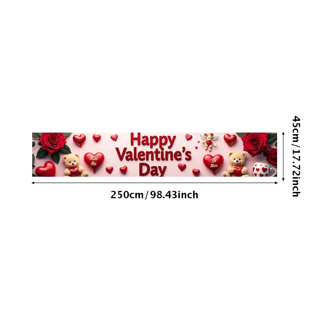 Valentine's Day Banner Backdrop Romantic Decorations Heart Background Red Love Celebration Photography Prop Party Supplies