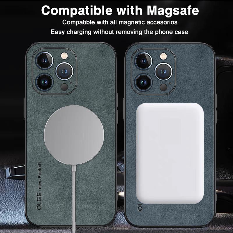 Замшевая кожа для чехла с магнитной беспроводной зарядкой Magsafe для iPhone 15 Pro Max 14 Pro 13 12 11