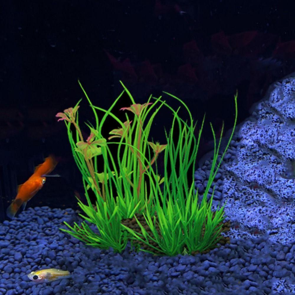 Пластиковые водные зеленые растения 13 см, водные водоросли, орнамент, искусственные растения для аквариума, ландшафт