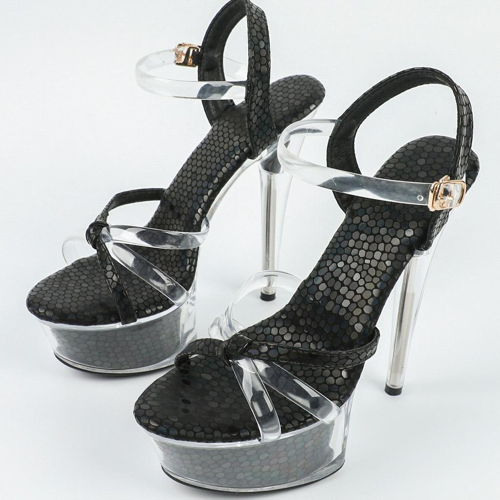 Women's Shoes Spring Clear Heels Sexy Sandals Slipper Girls Shoe for Party Club 14cm Heel 4cm Platform LFD-B3564