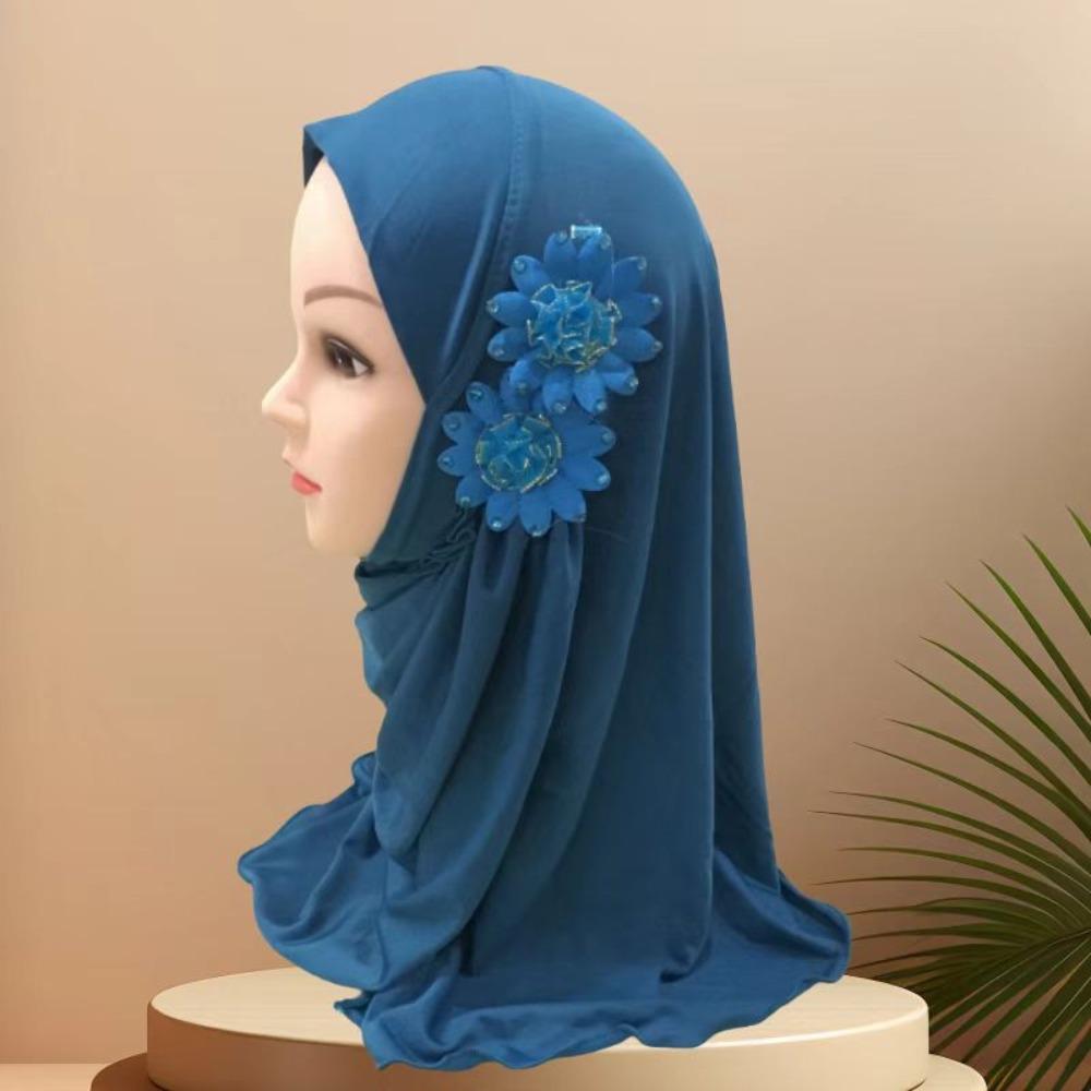 Эластичные детские хиджабы 50 см Исламские шарфы шали Девочки Мусульманский хиджаб Молитвенная шапочка Для девочек от 2 до 7 лет