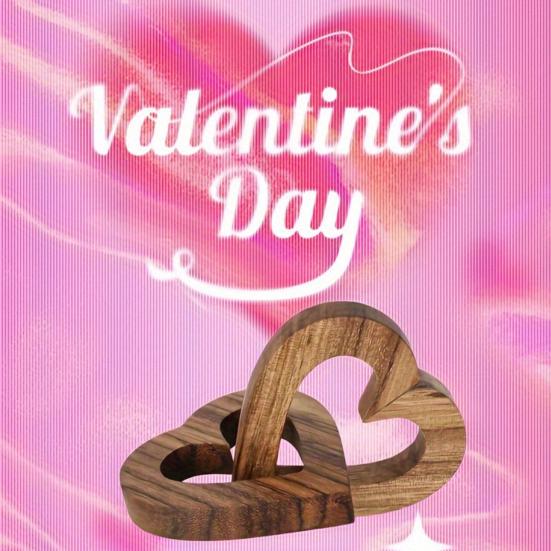 Wooden Heart Ornament Intertwined Hearts Love Memorial Gift Interlinked Heart Couples Keepsake for Anniversary Valentine's Day Gift