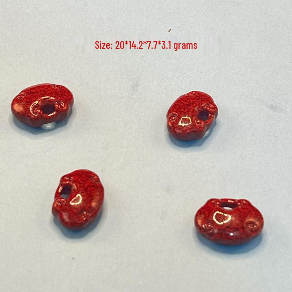 Original Gold-Plated Cinnabar Turtle Shell Fu Plaque and Gourd Pouch Accessories