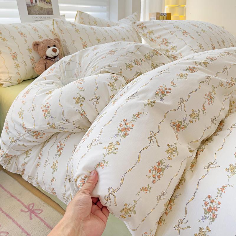 Mei Yun Ge All Cotton French Fragrant Floral Series Four Piece Set