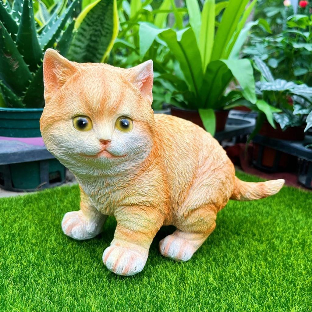Cat Figurine Animal Figurines Outdoor Crafts Creative Collectible Garden Statue