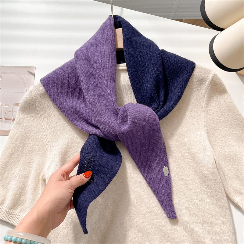Шерстяной Зимний Шарф Для Женщин Длинный Теплый Шарф с Цветными Блоками Хиджаб Однотонная Женская Шаль Пашмина Бандана Головной Платок