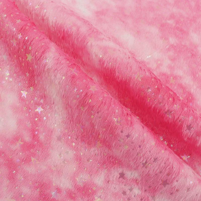 Разноцветная плюшевая ткань с узором в виде звезд из кроличьего меха для домашнего текстиля, одежды, подушек, обуви и шляп