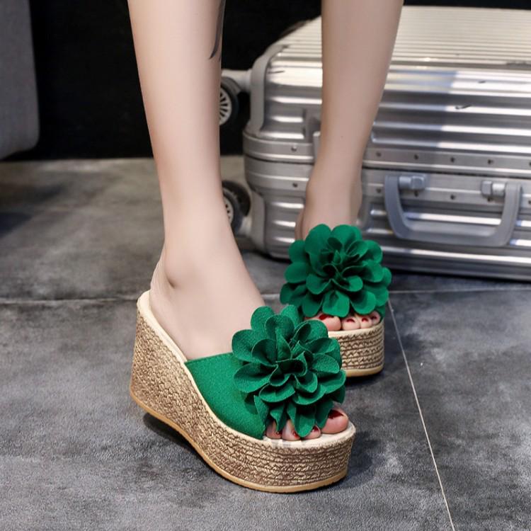 Бисквит и ткань для нижнего носка, цветочное слово, перетаскиваемые женские тапочки с увеличением, легкие туфли на танкетке