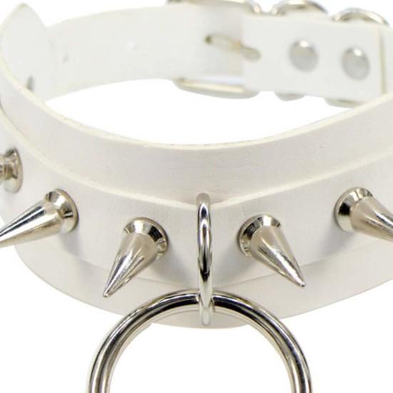 Spike Collar Adjustable Comfortable To Wear Faux Leather Punk Rock Style Neck Strap for Party
