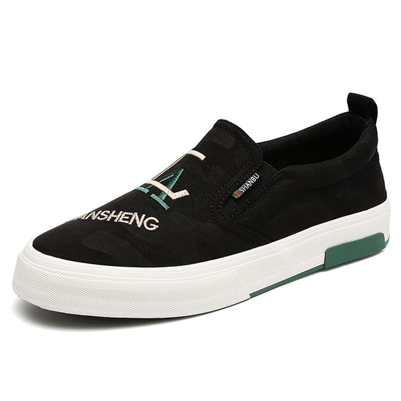 Новая весенняя мужская обувь в корейском стиле, модная и универсальная повседневная мужская парусиновая обувь, однотонная обувь с принтом
