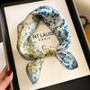Women 100% Pure Silk Scarf Elegant Floral Printed Small Square Neck Kerchief Bandana Female Echarpe Luxury Hairbands  Spring