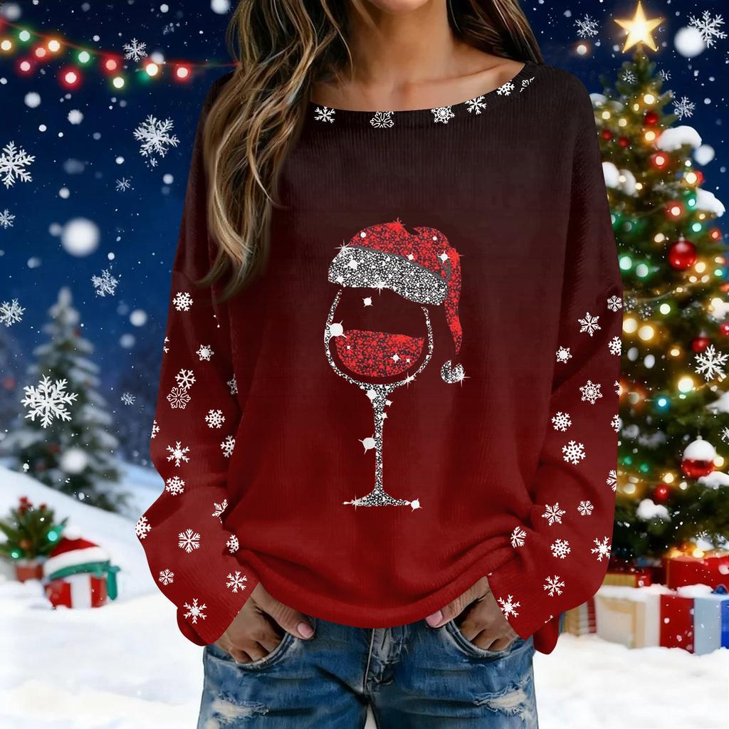 Christmas Sweatshirts For Women Knit Sweater Cute Shirt Fall Crewneck Pullover Tops