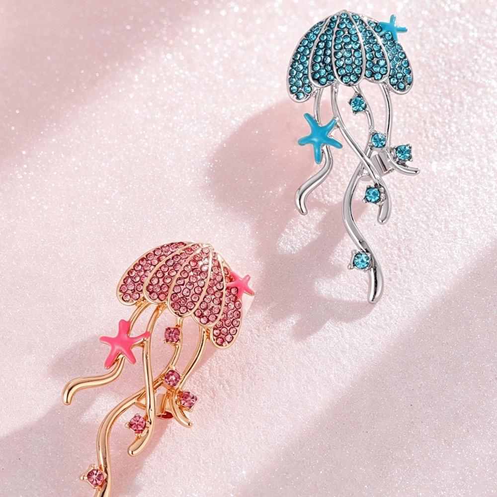 Sparkling Rhinestone Breast Pin Zinc Zinc Alloy Sea Life Pins New Jellyfish Brooches Women