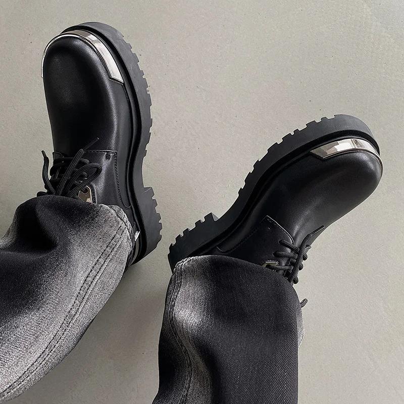 Итальянская мужская кожаная повседневная обувь с толстой подошвой, высококачественная защитная обувь для мужчин, деловая обувь, дизайнерская модельная обувь