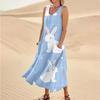 Women's Summer Casual Fashion Easter Printed Sleeveless Round Neck Pocket Dress